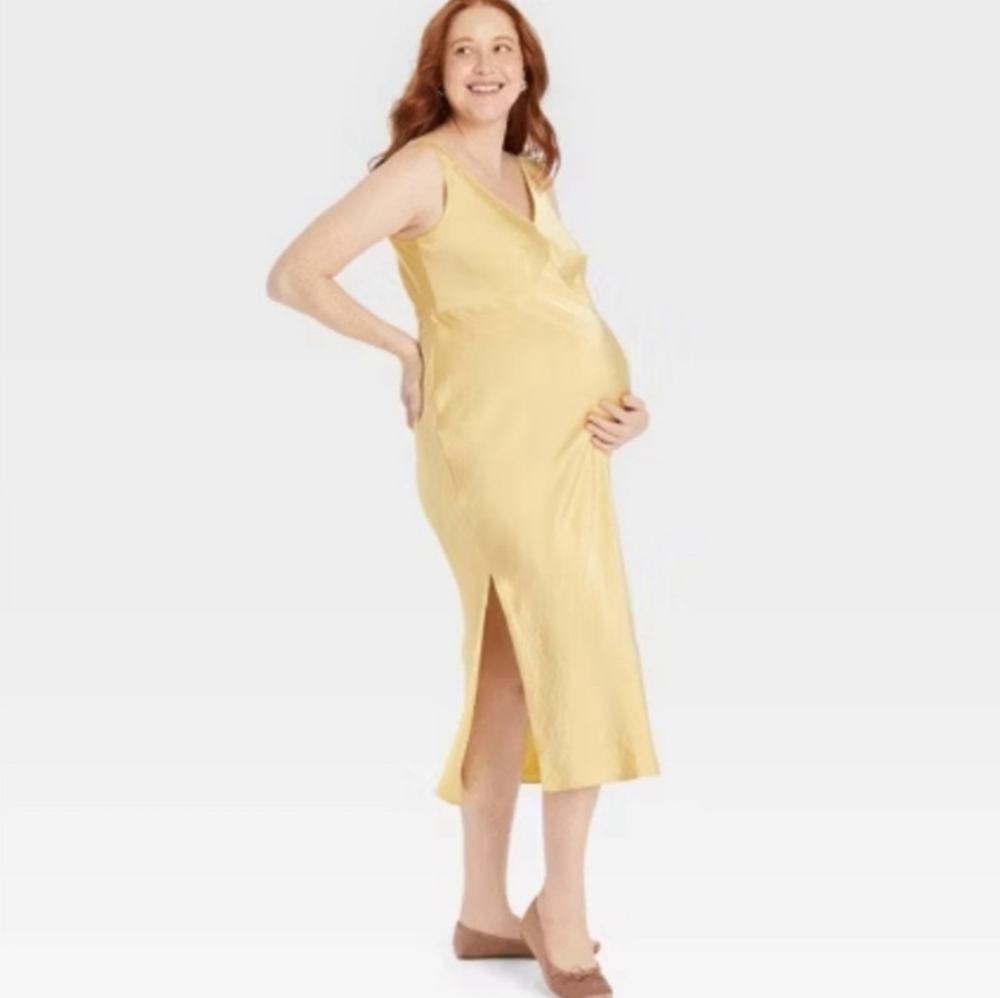 Isabel Maternity by Ingrid & Isabel Yellow Midi Slip Dress